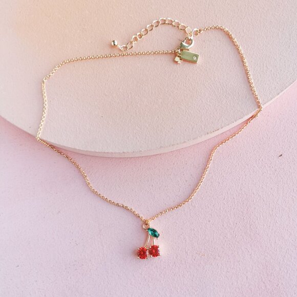 Kate Spade - Ma Cherie Cherry Red Zircon Gold Necklace - NEW - Picture 3 of 3